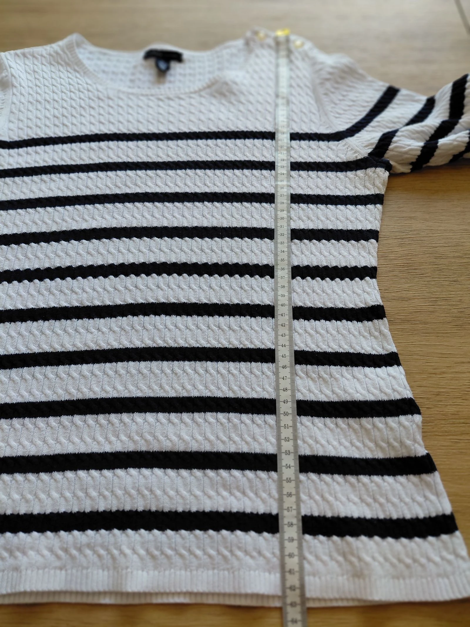 Jersey marino elegante Tommy Hilfiger blanco y negro a rayas - mangas 3/4 - talla XL – photo 8